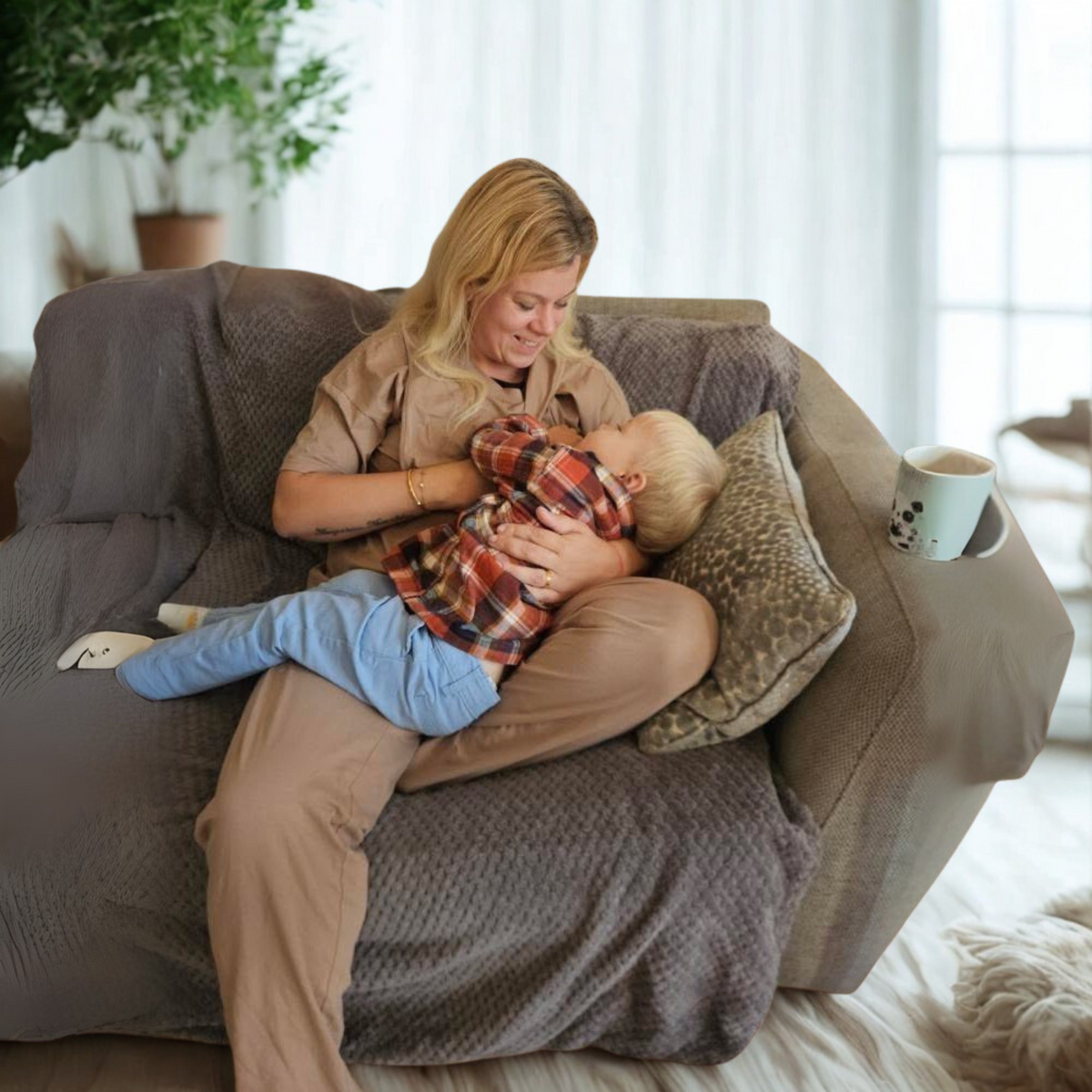 Mocha Cotton Nursing Pyjamas | Soft Breastfeeding Loungewear | MilkyMoon
