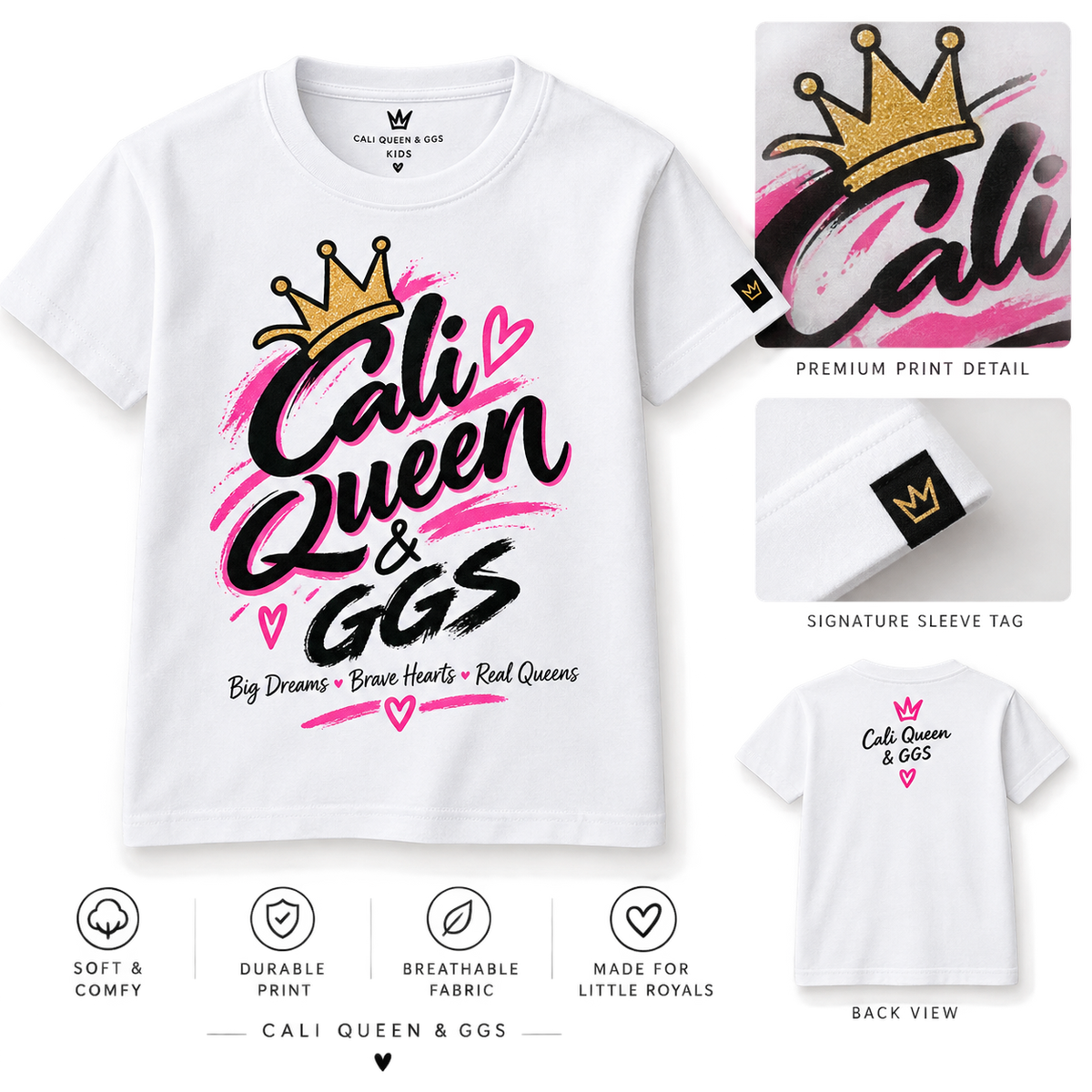 Cali Queen & GGS Kids T-Shirt – white kids T-shirt design